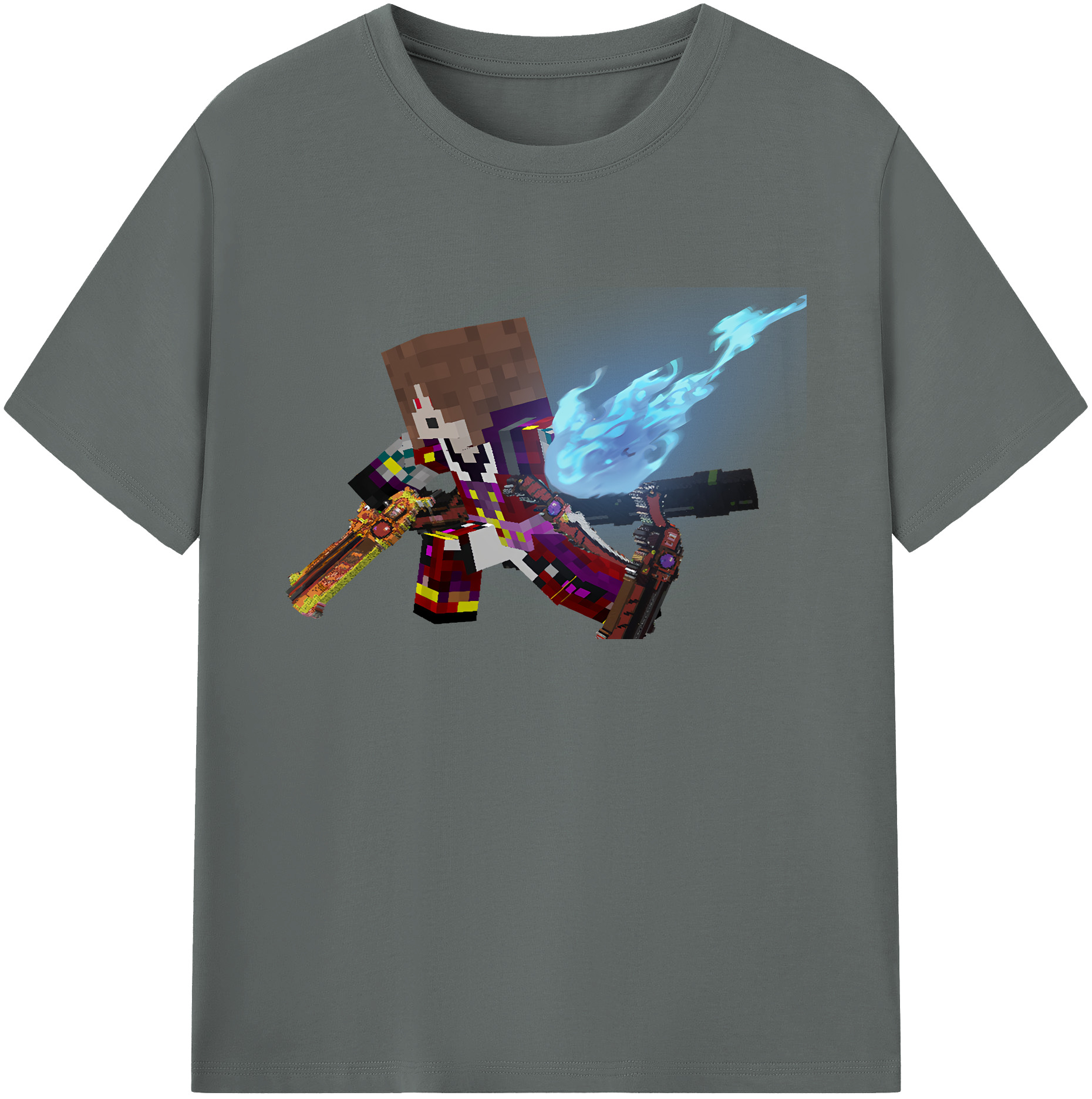 （画像用） マインクラフト ブロックの世界 Minecraft MC Block world 綿100％ メンズ半袖Tシャツ｜肌触りやわらか＆通気性